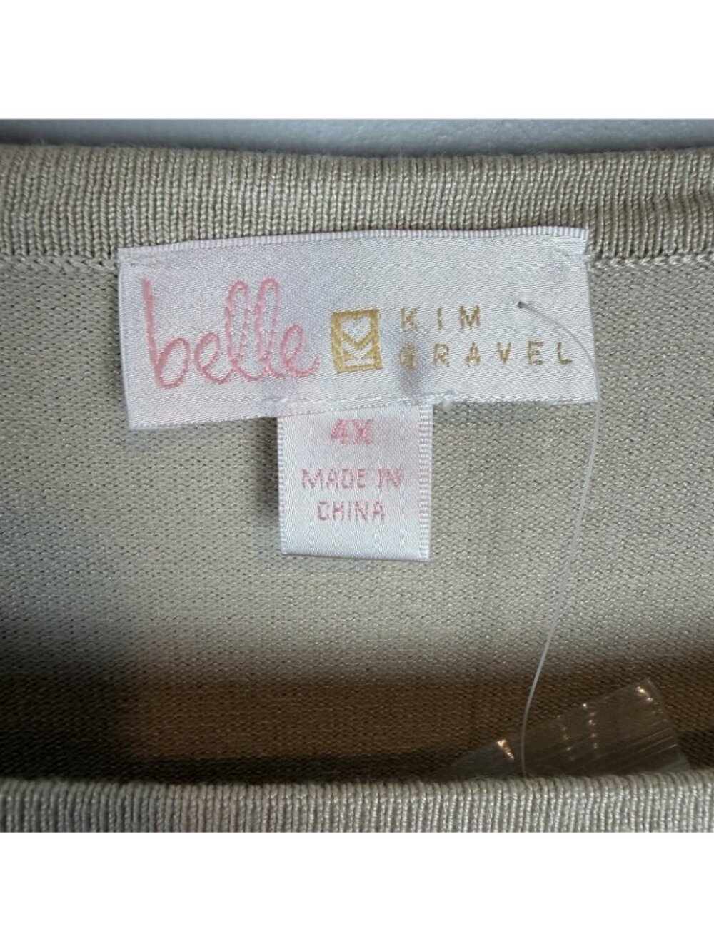 Belle by Kim Gravel Feather Knit Square Neck Sweater Womens Size 4X Sand NWOT - Picture 2 of 9